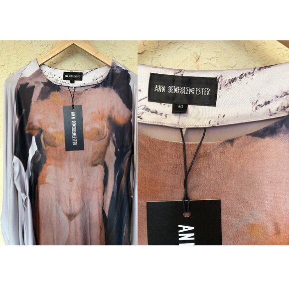 Ann demeulemeester beige kaftan knit maxi long sleeve belted dress - Picture 5 of 11